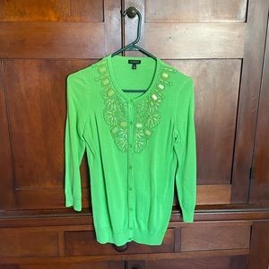 St. Patrick's Day beaded Talbots extra small green cardigan sweater